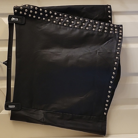Black Faux Leather Studded Mini Skort - Picture 6 of 13